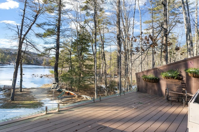 151 Mountain View Dr, Acton, ME 04001 - wooden terrace featuring a water view