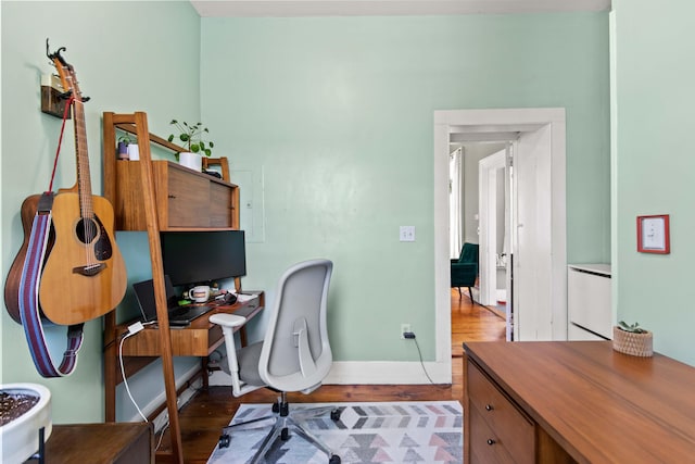 office area featuring hardwood / wood-style flooring