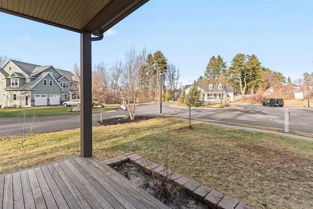 view of yard with a garage