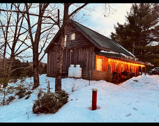 view of snow covered exterior