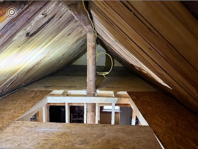 view of unfinished attic