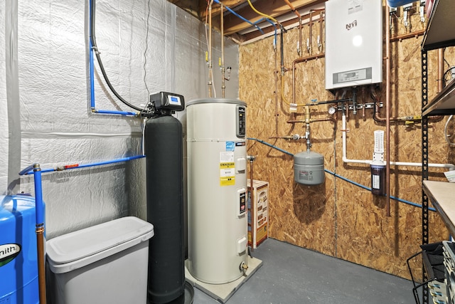 utility room featuring water heater