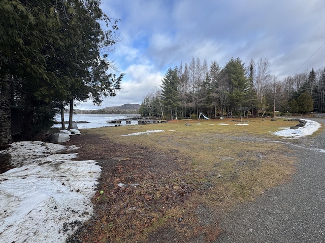 view of yard with a water view