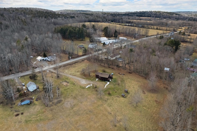 birds eye view of property featuring a rural view