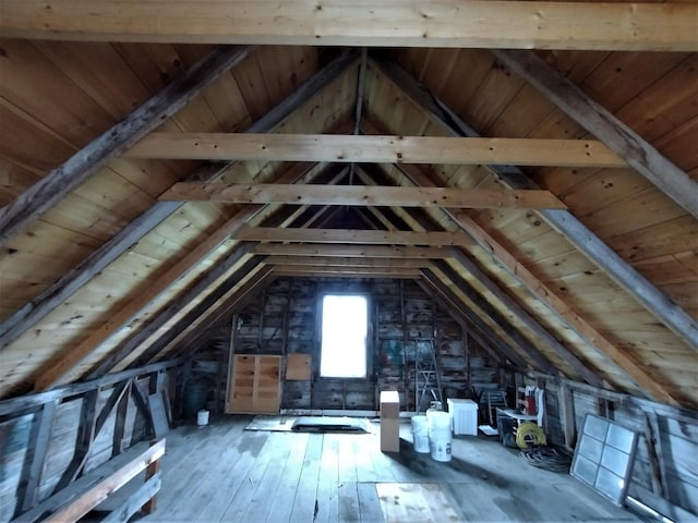 view of unfinished attic