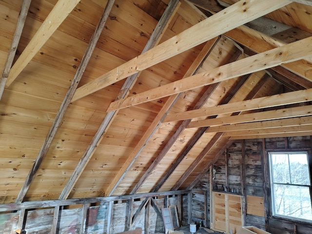 view of unfinished attic