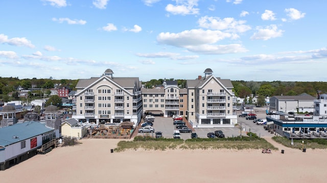 view of building exterior featuring a water view