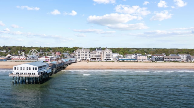 property view of water with a beach view