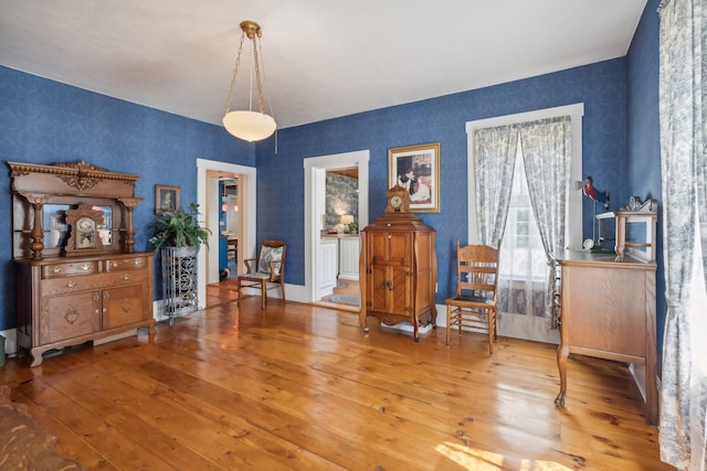 living area featuring hardwood / wood-style floors