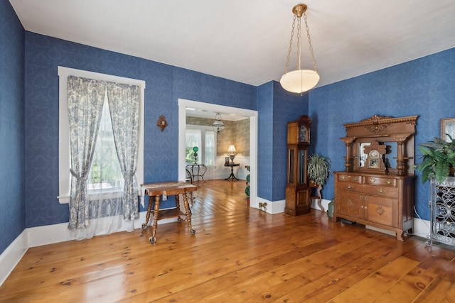 interior space with hardwood / wood-style flooring