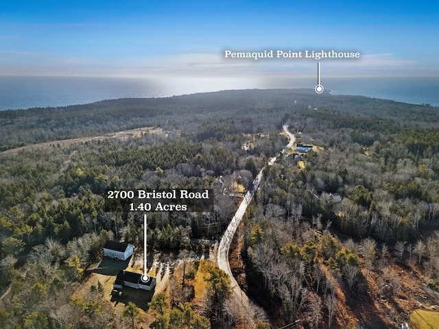 2700 Bristol Rd, Bristol, ME 04554 - aerial view of property's location with a heavily wooded area