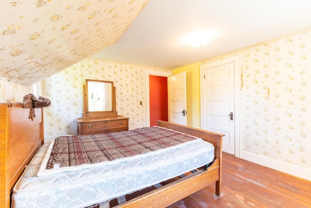 bedroom with wood-type flooring