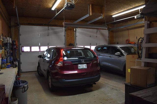 garage with a garage door opener