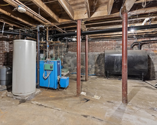 basement with water heater