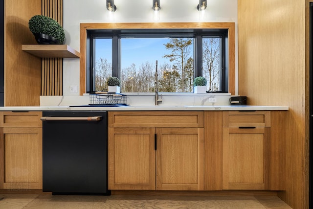 kitchen featuring black dishwasher and sink