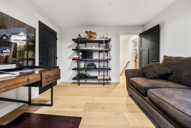 living room with light wood-type flooring