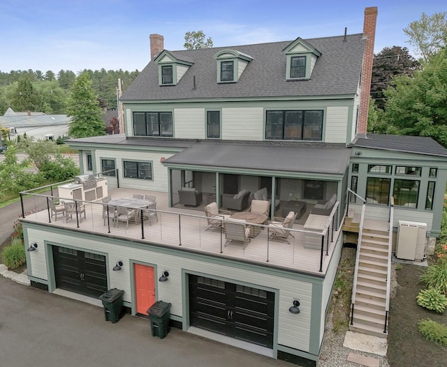 102 Main St, Belgrade, ME 04917 - rear view of property featuring central AC unit and a sunroom