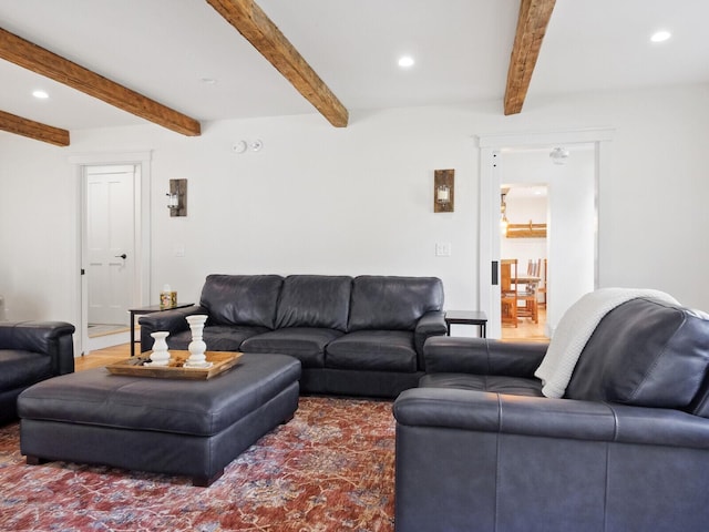 102 Main St, Belgrade, ME 04917 - living room featuring beam ceiling