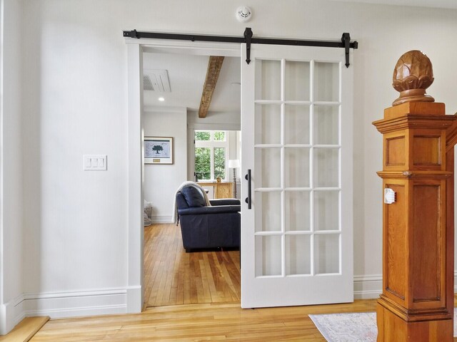 102 Main St, Belgrade, ME 04917 - interior space featuring beam ceiling and light hardwood / wood-style floors
