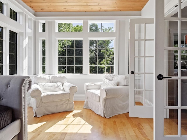 102 Main St, Belgrade, ME 04917 - sunroom with french doors and wood ceiling