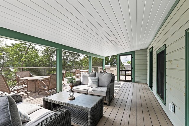 102 Main St, Belgrade, ME 04917 - wooden deck featuring an outdoor hangout area