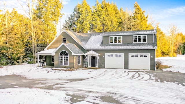 view of front of property featuring a garage