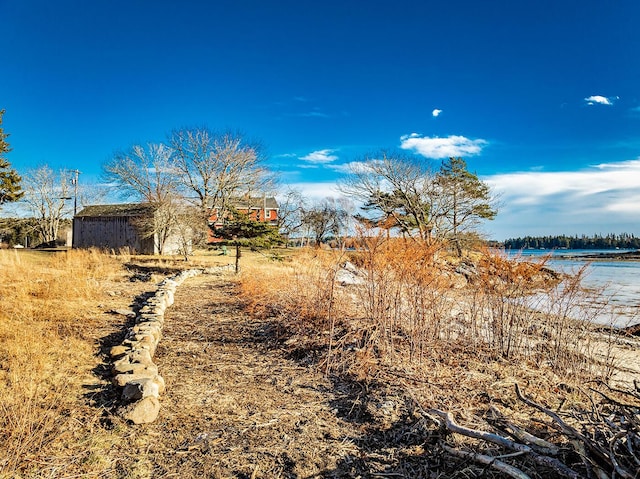 view of yard with a water view