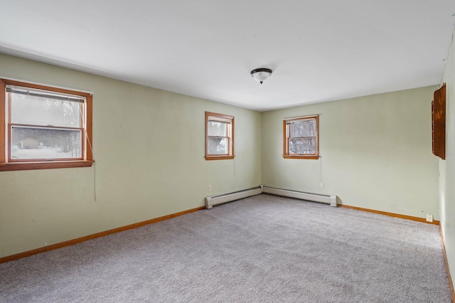 192 Fox Hill Rd, Athens, ME 04912 - empty room with carpet floors, a baseboard heating unit, and baseboards