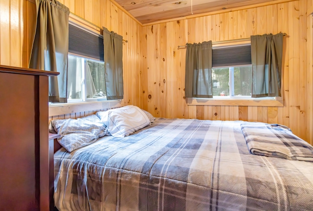 380 Cedar Lake Rd Unit T3 R9, Nwp, ME 04462 - bedroom with wooden walls and wood ceiling
