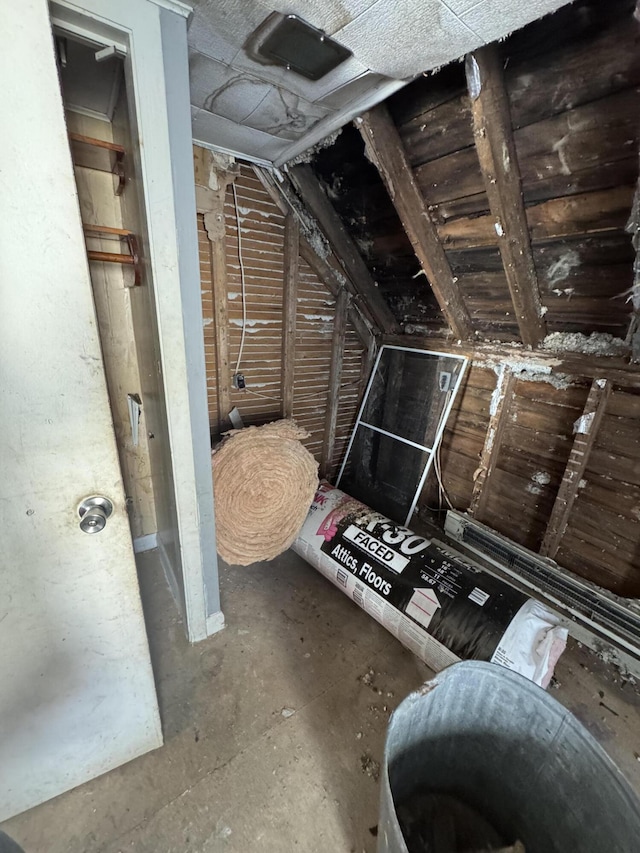 view of unfinished attic