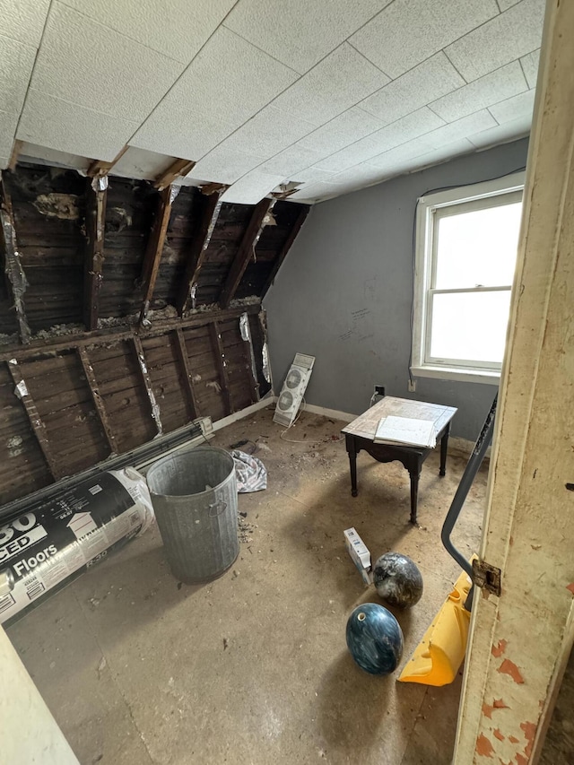 view of unfinished attic