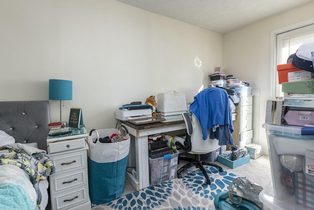 home office featuring carpet flooring