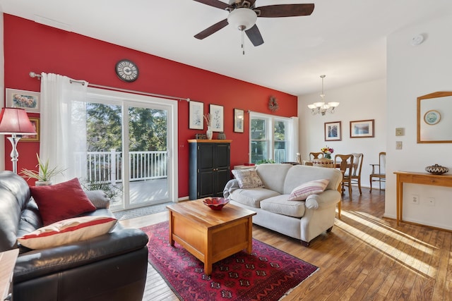 29 Sadler Dr Unit 29, Brunswick, ME 04011 - living room with wood-type flooring and ceiling fan with notable chandelier