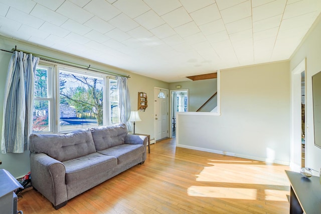 living room with light wood-type flooring