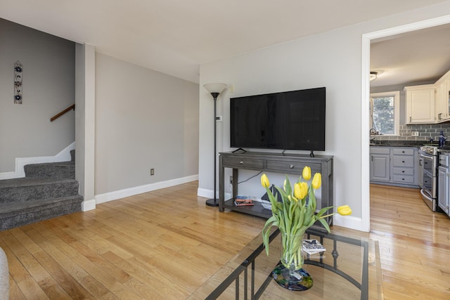 living room with light wood-type flooring