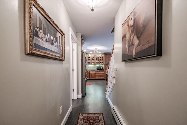 corridor featuring a baseboard radiator