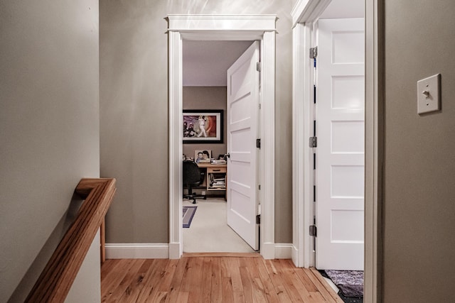 hall featuring light wood-type flooring