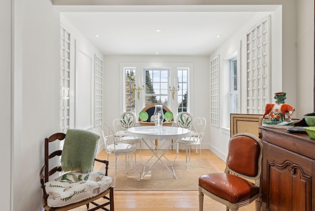 dining area featuring light hardwood / wood-style flooring