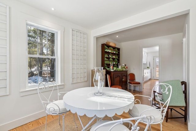 dining room with hardwood / wood-style flooring