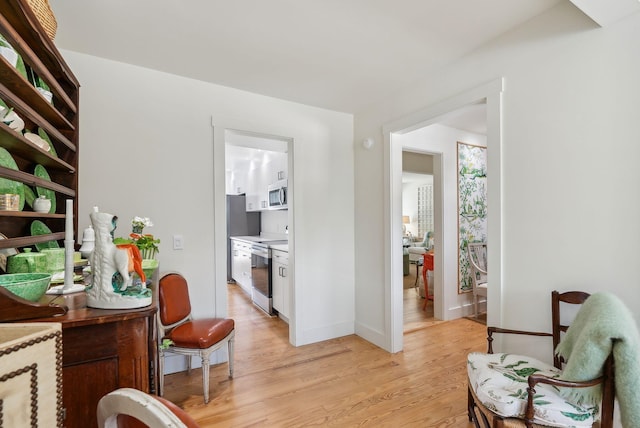 sitting room featuring light hardwood / wood-style flooring