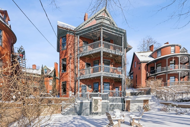 view of snow covered property