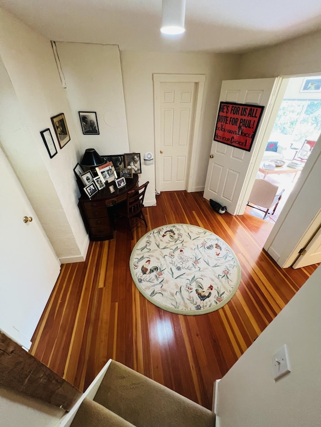 foyer with wood-type flooring