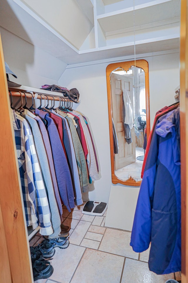 spacious closet featuring lofted ceiling