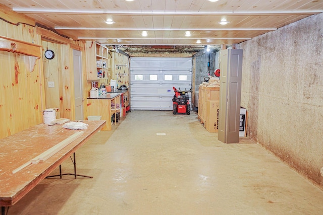 garage with wooden ceiling