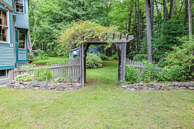 view of yard with fence