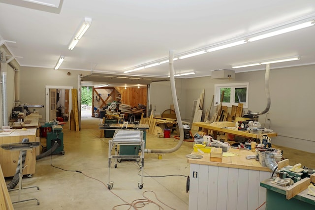 interior space with a workshop area