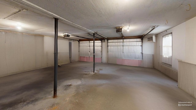 basement with a textured ceiling