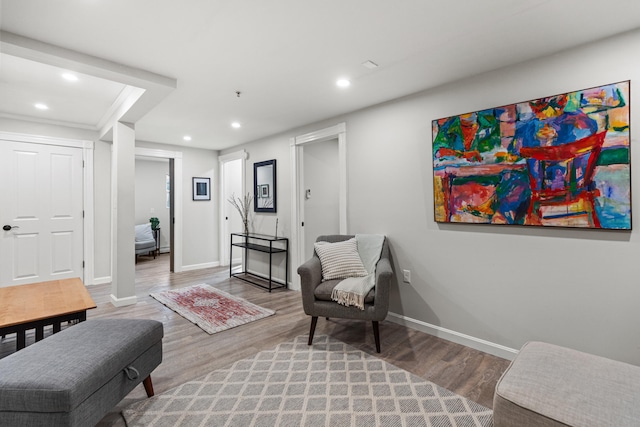 sitting room featuring hardwood / wood-style flooring