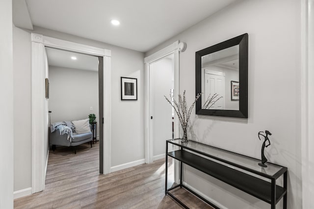 hall featuring light hardwood / wood-style floors