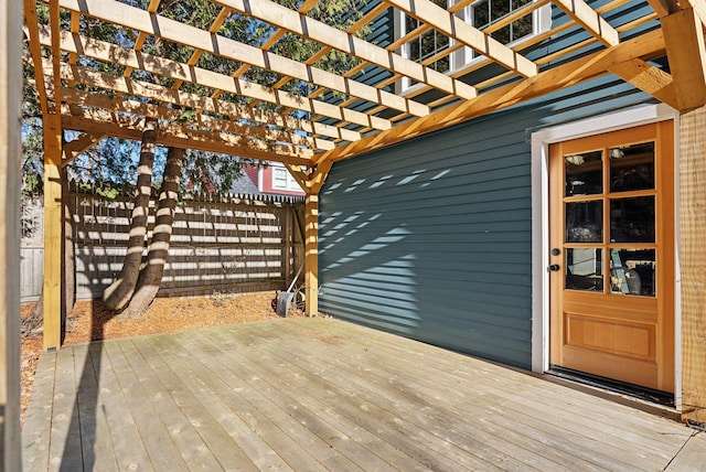 wooden terrace with a pergola